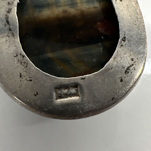 Tiger Eye Large Pendant Necklace Sterling Silver - Picture 12 of 12